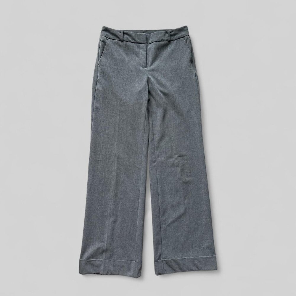 New York & Company Pants Womens 2 Tall Gray Wide Leg Stretch Dress Office Wear